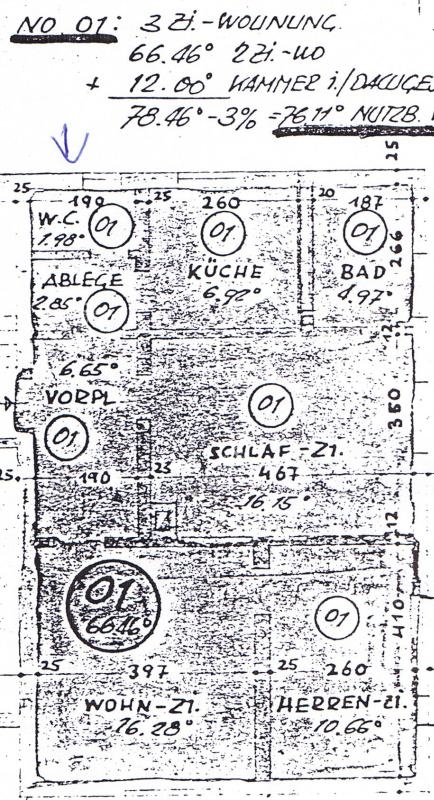 ARI-9031-Grundriss - 3 Zimmerwohnung, teilweise modernisiert – gute Hausgemeinschaft