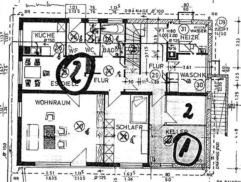 Rietzke-ETW-Gronau-Grundriss - 2,5 Zimmerwohnung in 2 Fam.- Wohnhaus mit Terrasse und Aussenstellplatz, provisionsfrei!
