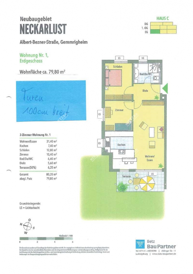 Bild Grundriss - Traumhaftes Wohnen: 3-Zimmer-Wohnung mit Privatgarten