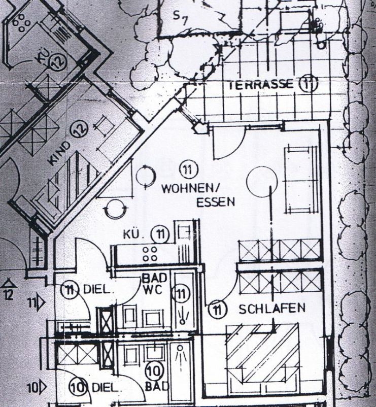 ARI-9175-Grundriss - Angenehme 2 Zi.- Whg. mit EBK – Terrasse und TG- Stellplatz