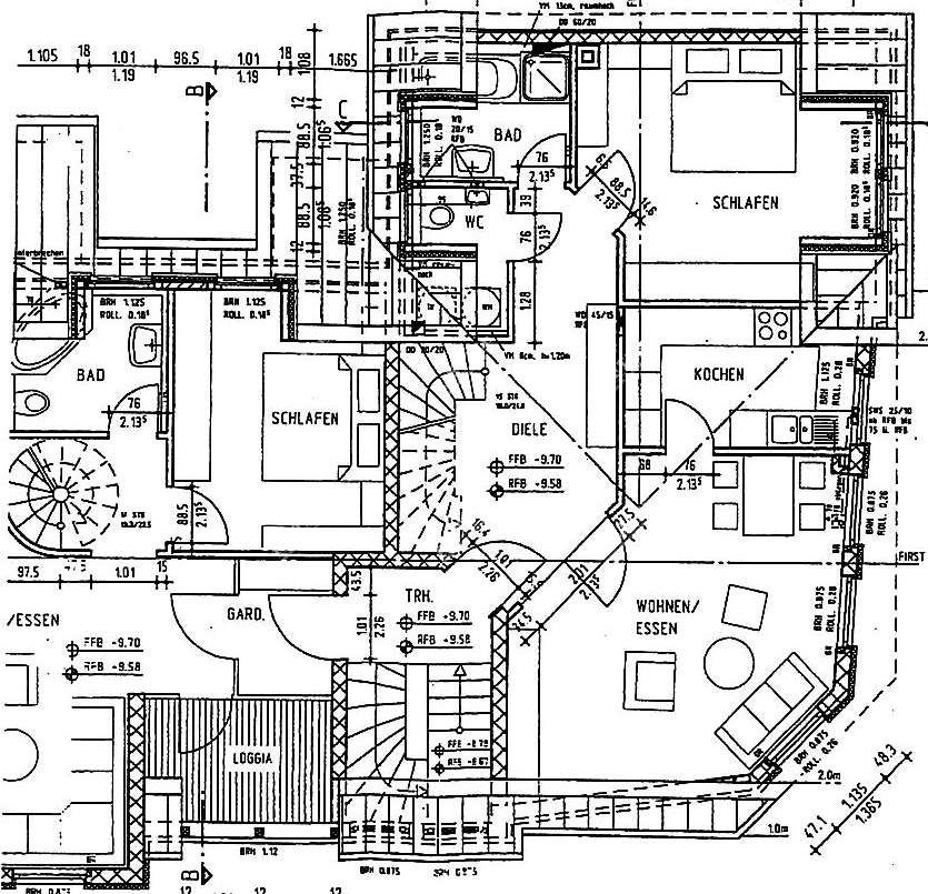 ARI-9337-Grundriss-1 - Individuell, geschnittene Dachgeschoss Maisonettewohnung mit EBK, Dachloggia und TG.-Platz